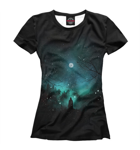 Женская футболка с изображением Взгляд на звезды цвета Белый