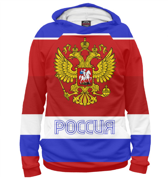 Мужское худи с изображением Россия цвета Белый