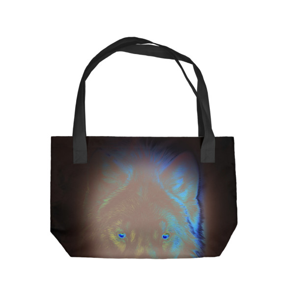 Пляжная сумка с изображением Волк в дыму цвета 