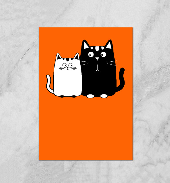 Плакат с изображением Влюбленные котики цвета Белый