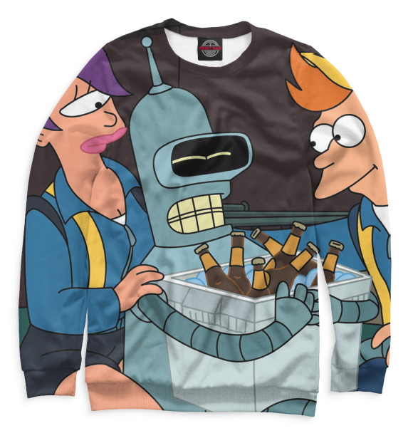 Мужской свитшот с изображением Бендер цвета Белый