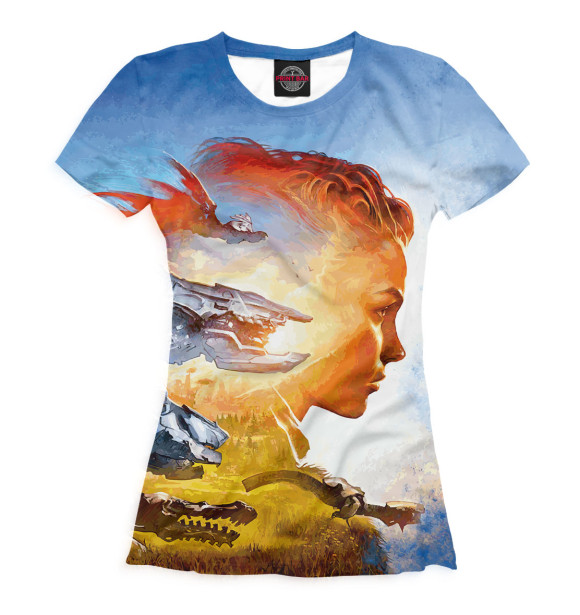 Женская футболка с изображением Horizon Zero Dawn цвета Белый