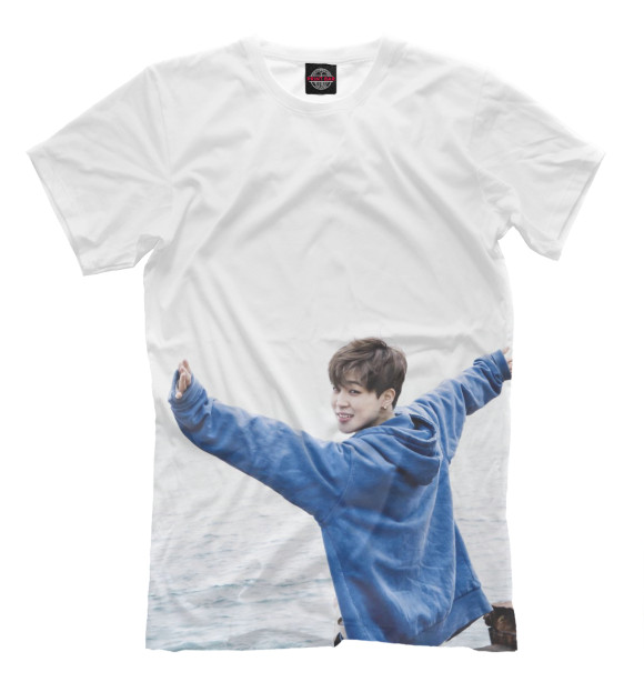 Мужская футболка с изображением Jimin BTS цвета Молочно-белый