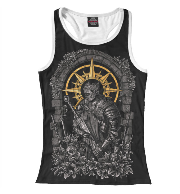 Женская майка-борцовка с притом Dark Souls цвета Белый Женская майка-борцовка с изображением Dark Souls цвета Белый