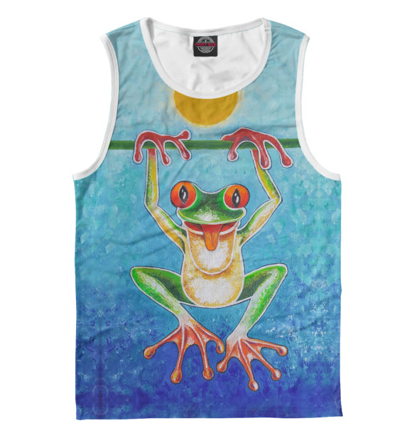 Мужская майка с изображением Лягушка цвета Белый