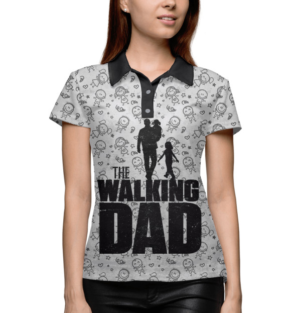 Женское поло с изображением Walking Dad цвета Белый