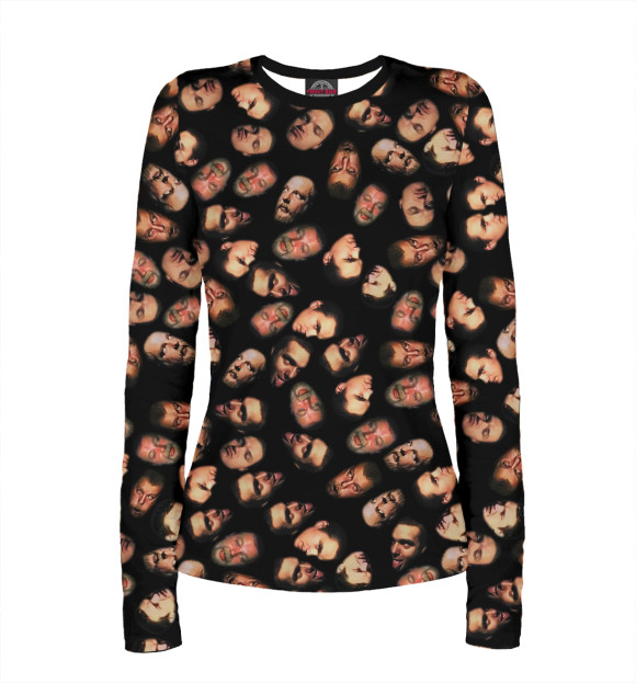 Женский лонгслив с изображением Лица цвета Белый
