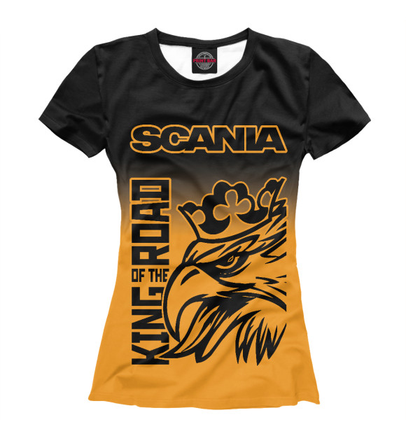 Женская футболка с изображением SCANIA - King Of The Road цвета Белый