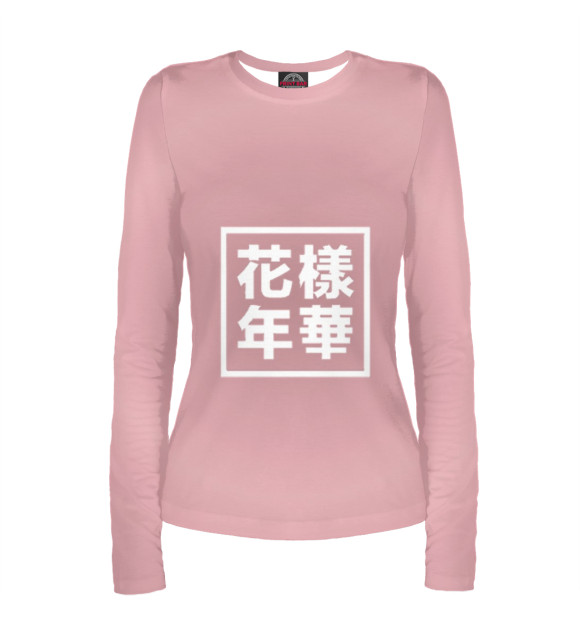 Женский лонгслив с изображением BTS цвета Белый