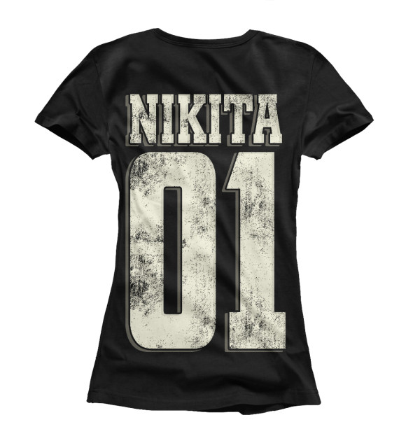 Женская футболка с изображением Никита 01 цвета Белый