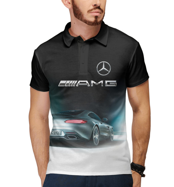 Мужское поло с изображением AMG цвета Белый