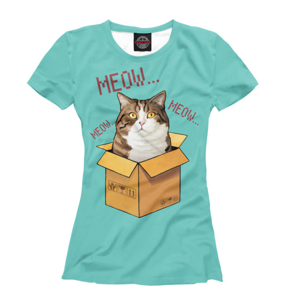 Женская футболка с изображением MEOW цвета Белый