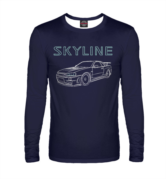 Мужской лонгслив с изображением Nissan Skyline R34 цвета Белый