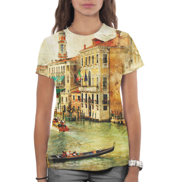 Женская футболка с изображением Венеция цвета Белый