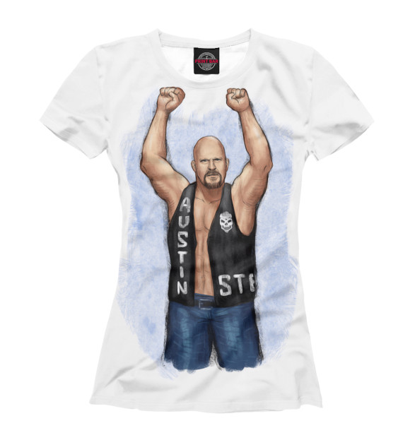 Женская футболка с изображением WWE: Стив Остин цвета Белый