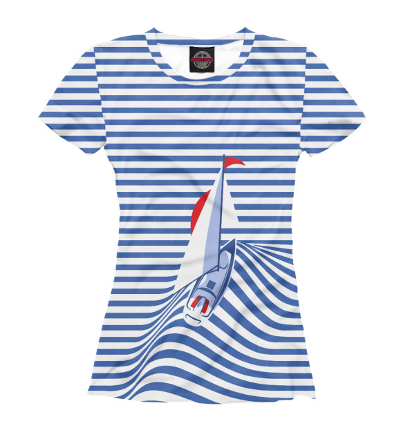 Женская футболка с изображением Яхта цвета Белый