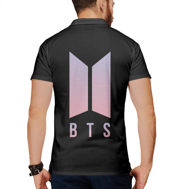 Мужское поло с изображением BTS психоделика цвета Белый