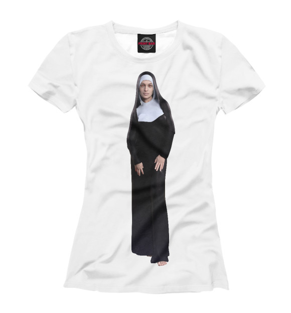 Женская футболка с изображением Скромная монашка цвета Белый