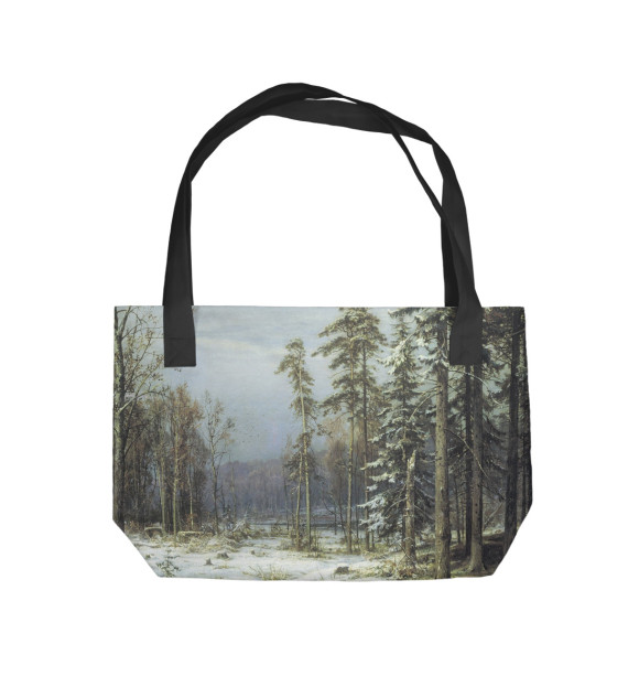 Пляжная сумка с изображением Шишкин И.И. Первый снег цвета 