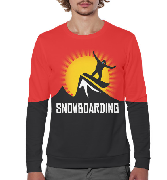 Мужской свитшот с изображением Сноубординг цвета Белый