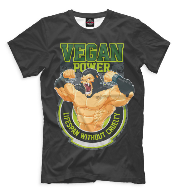 Футболка для мальчиков с изображением Vegan Power цвета Черный