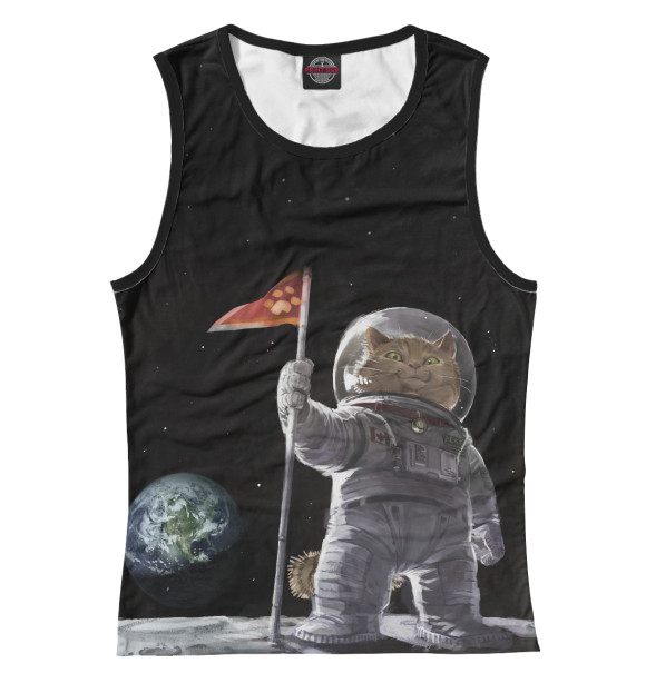 Майка для девочки с изображением кот на луне цвета Белый