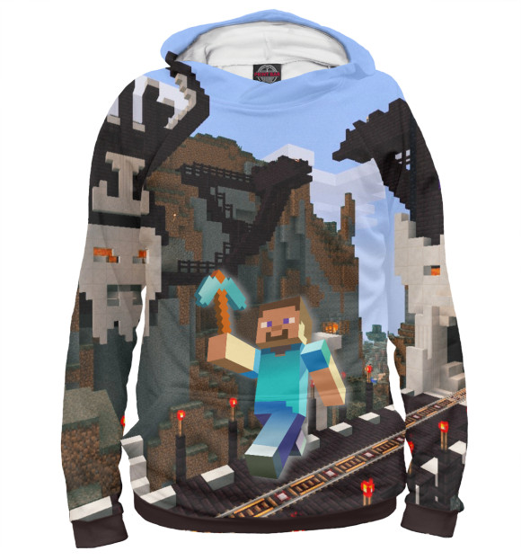 Женское худи с изображением Minecraft цвета Белый