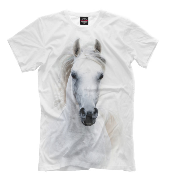 Мужская футболка с изображением Белая лошадь цвета Белый
