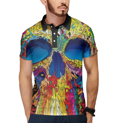 

Поло Print Bar, Белый, Art skull