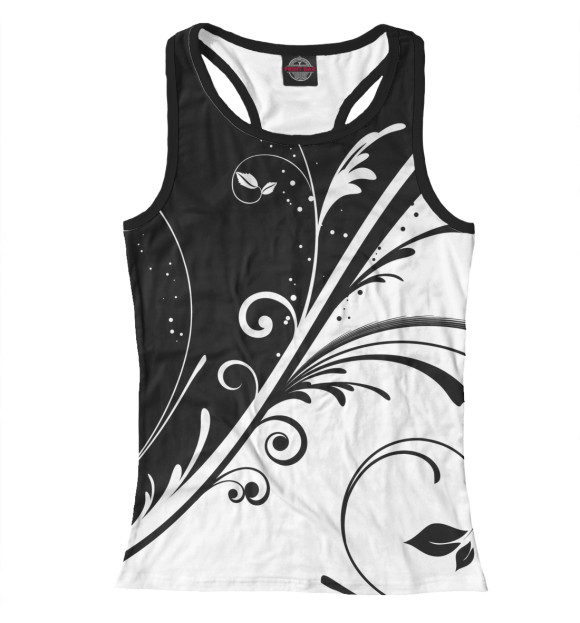 Женская майка-борцовка с изображением Черно-белый узор цвета Белый