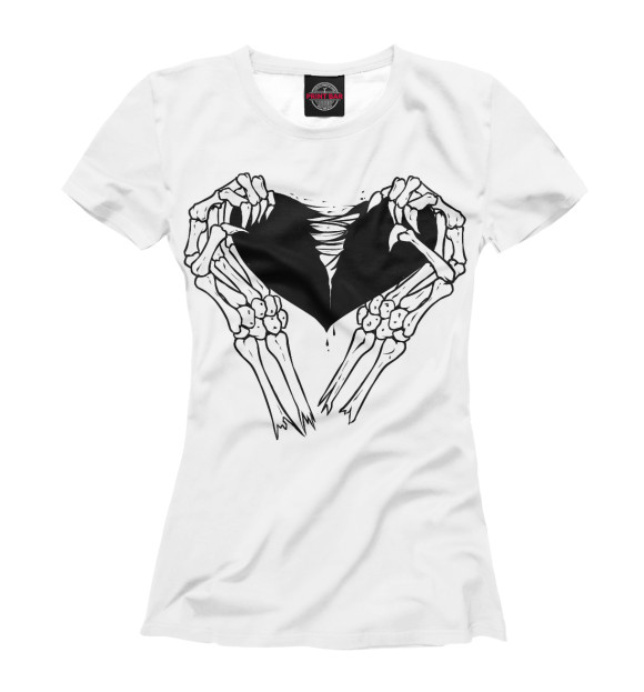 Женская футболка с изображением Разбитое сердце цвета Белый
