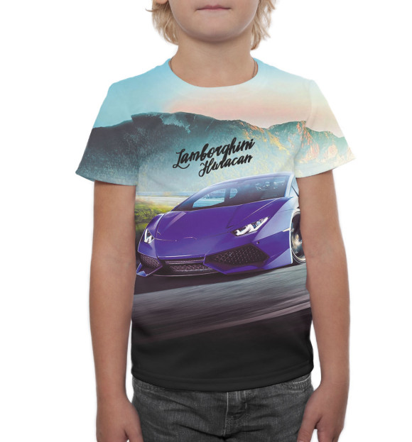 Футболка для мальчиков с изображением Lamborghini Huracan цвета Белый
