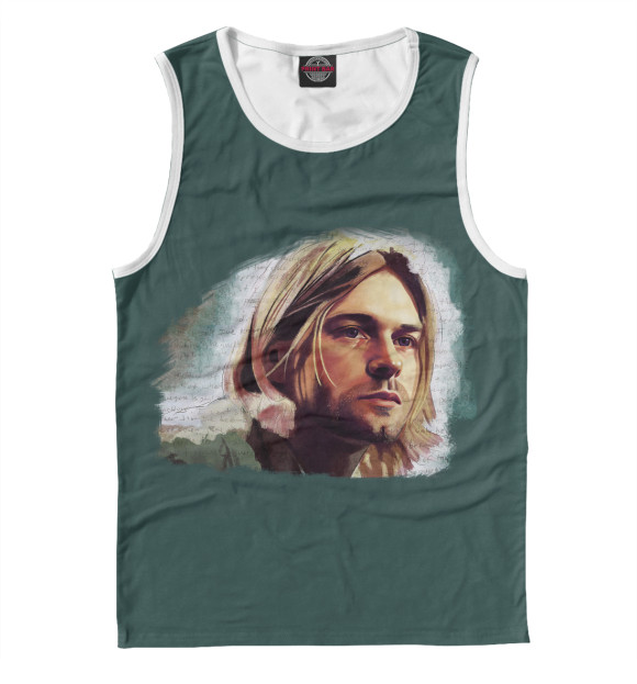 Мужская майка с притом Kurt Cobain цвета Белый Мужская майка с изображением Kurt Cobain цвета Белый