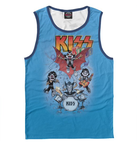 Майка для мальчика с притом Kiss цвета Белый Майка для мальчика с изображением Kiss цвета Белый