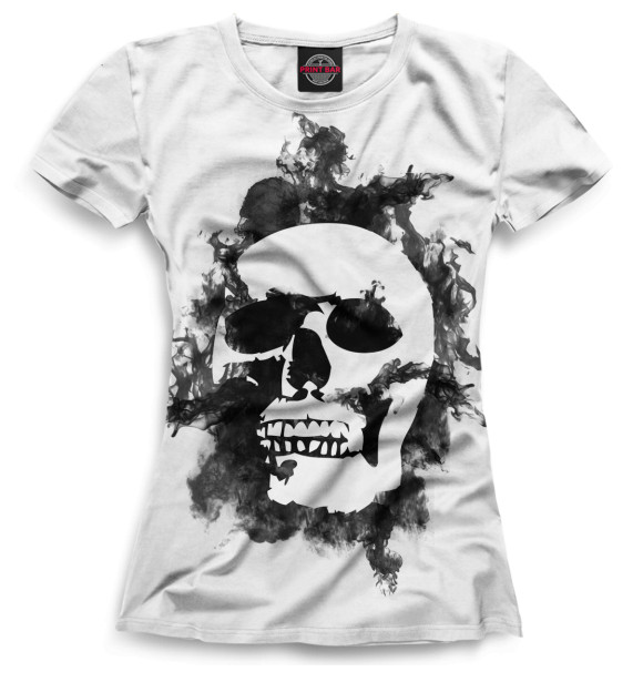 Женская футболка с изображением Skull цвета Белый