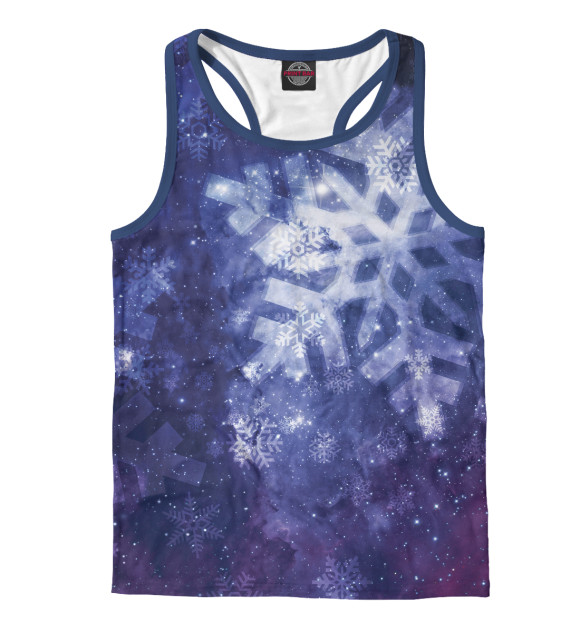 Мужская майка-борцовка с изображением Снегопад в Новогоднюю ночь цвета Белый