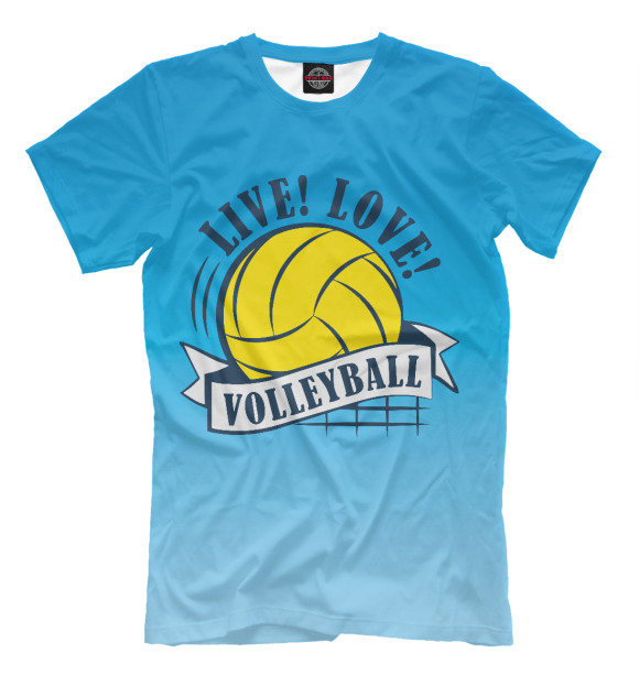 Мужская футболка с изображением Live! Live! Volleyball! цвета Белый