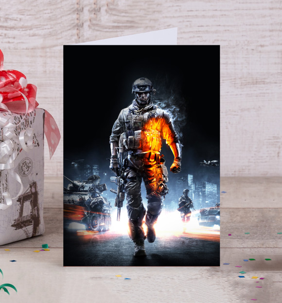 Открытка с изображением Battlefield цвета Белый
