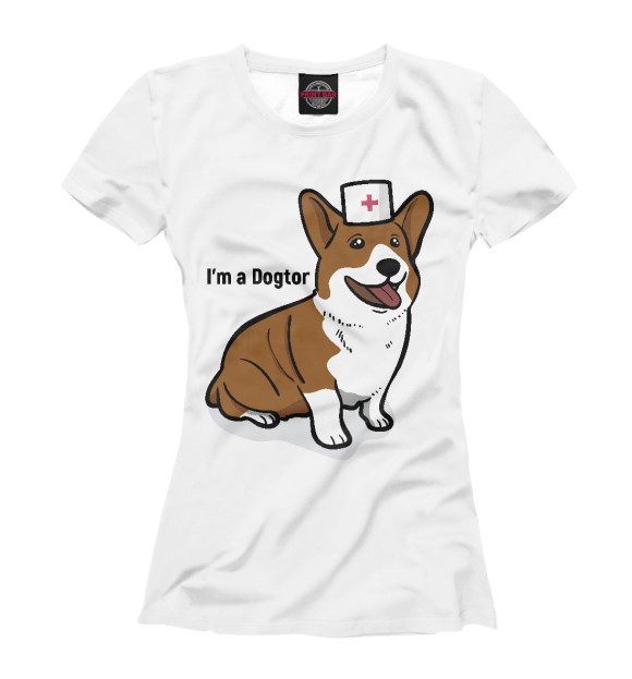 Футболка для девочек с изображением Dogtor цвета Белый