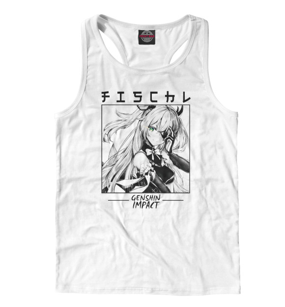 Мужская майка-борцовка с изображением Фишль. Genshin Impact цвета Белый