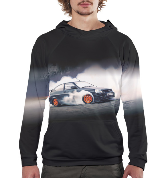 Мужское худи с изображением LADA Priora цвета Белый