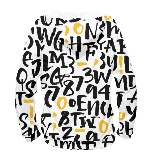 Женское худи с изображением Alphabet цвета Белый