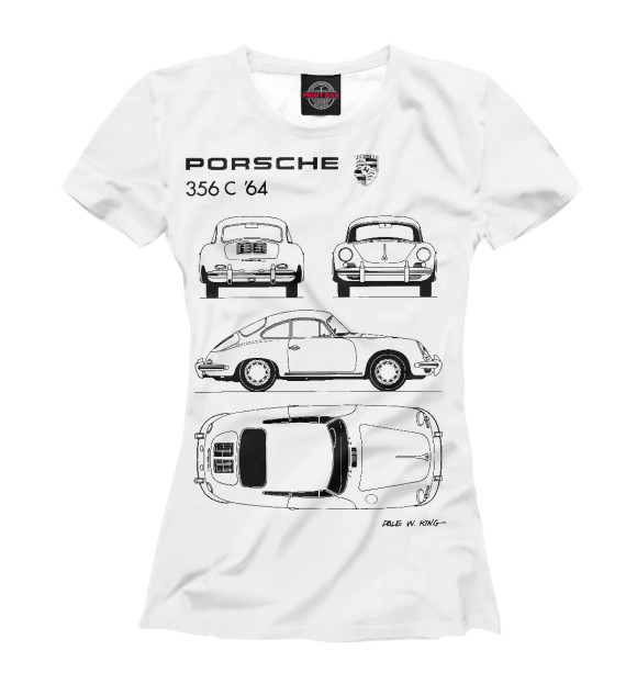 Футболка для девочек с изображением Porsche 356 C '64 цвета Белый