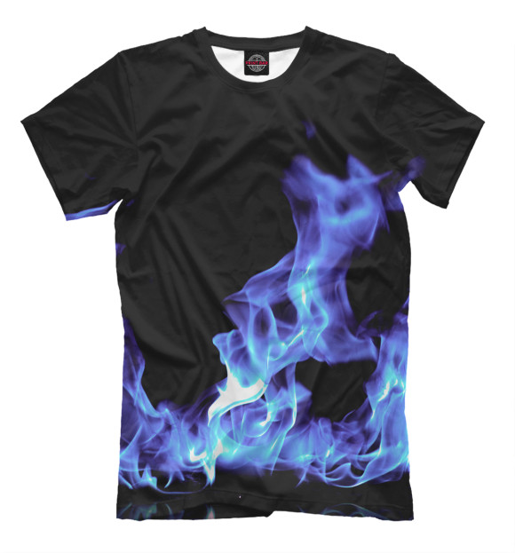 Мужская футболка с изображением Синий огонь цвета Черный