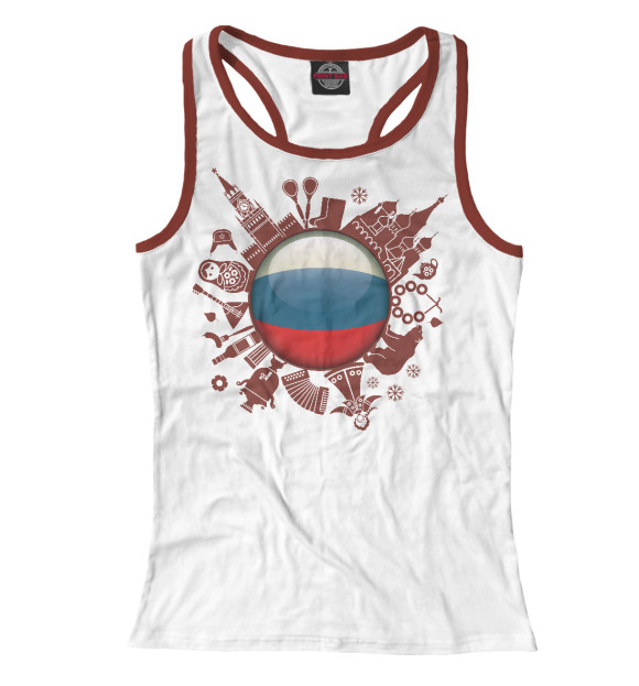 Женская майка-борцовка с изображением Глобус России цвета Белый