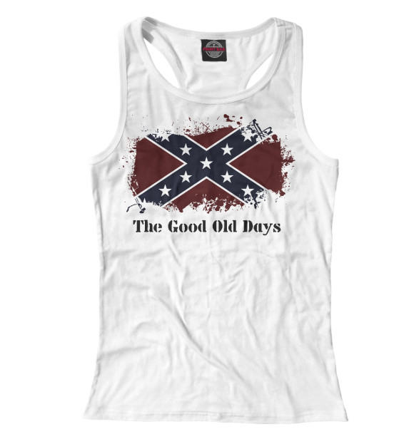 Женская майка-борцовка с изображением Old Days of Confederation / Старые времена Конфедерации цвета Белый