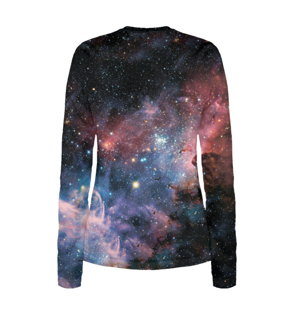 Женский лонгслив с изображением Сова космос цвета Белый