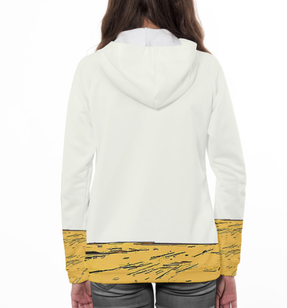 Женское худи с изображением Девушка на мотоцикле цвета Белый