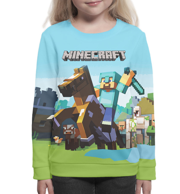 Свитшот для девочек с изображением Minecraft цвета Белый