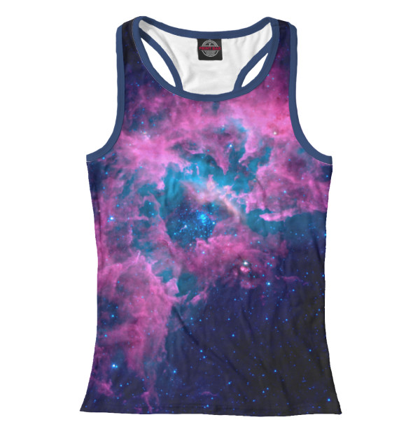 Женская майка-борцовка с изображением Сиреневый космос цвета Белый